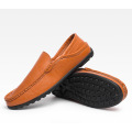 2019 Wholesale Men's Leather Shoes Pure Color Leather Soft Casual TPR Outsole Loafers for Men